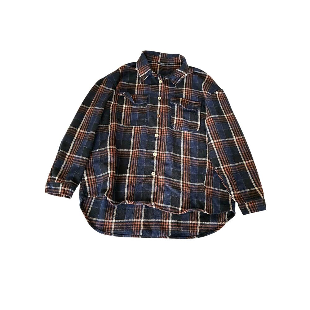 SHEIN Plaid Flannel Shirt Jacket Womens M Oversized Shacket